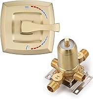 Vista 1 de Válvula mezcladora de ducha de oro cepillado, desviador de 2 vías, control de ducha de equilibrio de presión de doble función, conexión NPT de latón