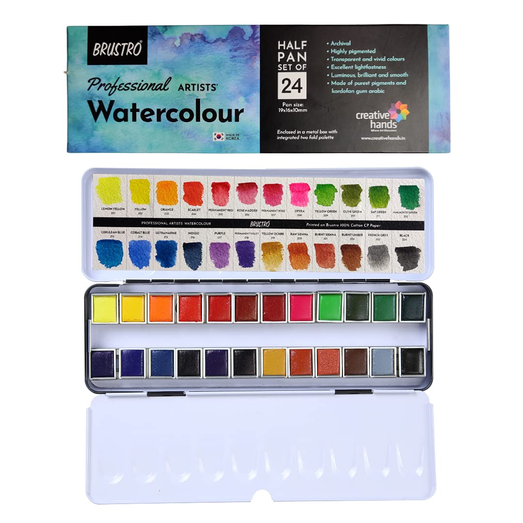 BRUSTRO Artyści Professional akwarela półpatelnia zestaw 24 szt