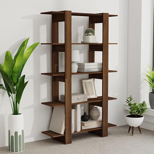 Miniatura 7 de BIGBARLEY Estantería de madera, estantería para sala de estar, estantes para almacenamiento, dormitorio, estante de libros de pie, estanterías de