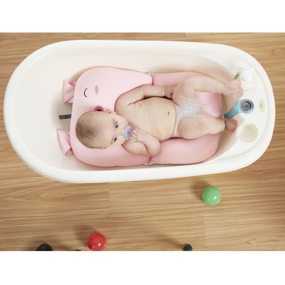 belupai Tapis de bain bébé nouveau-né pliable bébé bain baignoire coussin chaise étagère nouveau-né siège de baignoire nouveau-né coussin tapis de bain(Cochon rose)