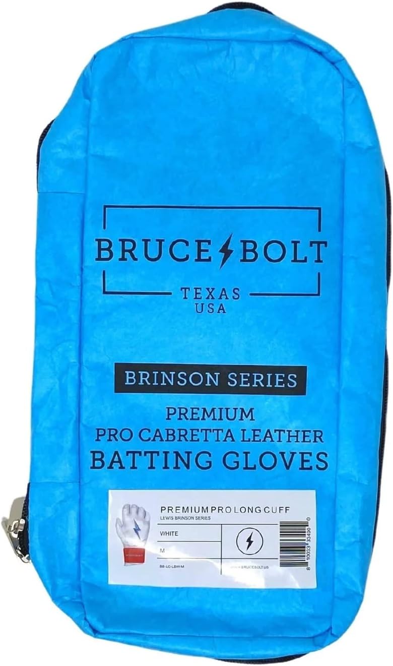 BRUCE BOLT Bear Series Long Cuff Batting Gloves - Bear Mayer Collection - Miami/White Youth Medium