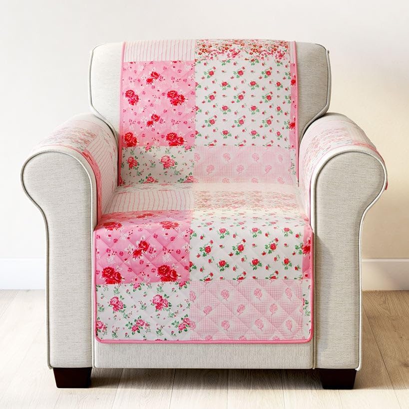 The Lakeside Collection Berry Bloom Quilted Furniture Cover Chair, Loveseat, Sofa - Berry Bloom Chair Cover