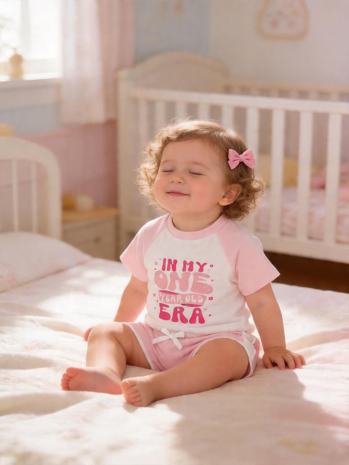 First Birthday Baby Girl outfit Gifts In My One Year Old Era 1st Birthday Infant Short Clothes + Shorts Set