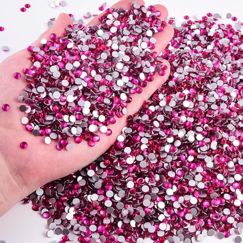 Image of 144pcs DIY Glass Flatback Rhinestones for Bedazzling,Round Crystal Gems for Nail Art,Stage Makeup,Clothing,Bag Decoration 0.31 inch 8mm SS40 Rose B