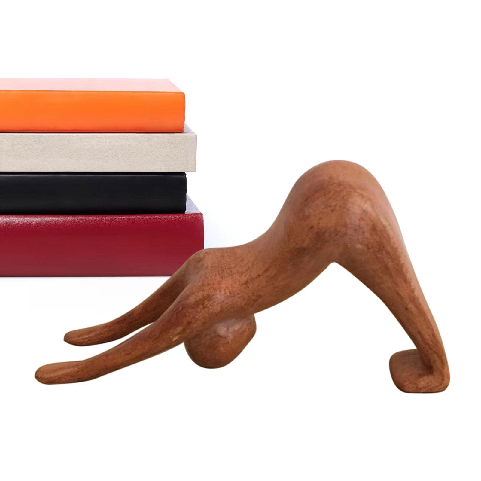 E Houten Yoga Beeldjes - Natuurlijke Hout Yoga Pose Meditatie Sculptuur | Handgesneden Yoga Standbeelden Ornament voor Desktop Boekenplank Woonkamer Decor