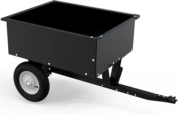 YINTATECH 350lbs Heavy-Duty Tow Behind Dump Cart for Lawn Garden Tractor & ATV Trailer, Black