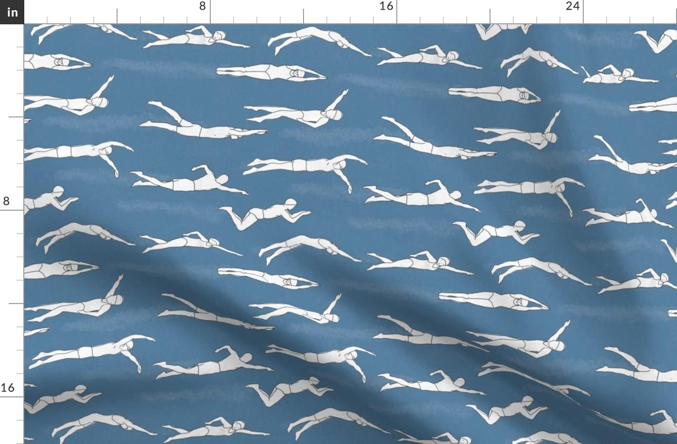 Spoonflower Fabric - Swimmers Sport Divers Swim Water Pool Beach Nautical Summer Coastal Printed on Polartec(R) Fleece Fabric by The Yard - Sewing Blankets Loungewear and No-Sew Projects