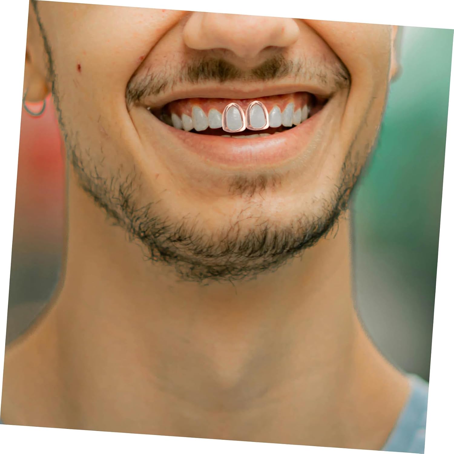 Hollow Fang Gold Tooth Cap Single Mouth Grill Copper Hip Hop Jewelry for Men Rapper Cosplay Easy DIY Installation Tarnish-resistant Teeth Accessory