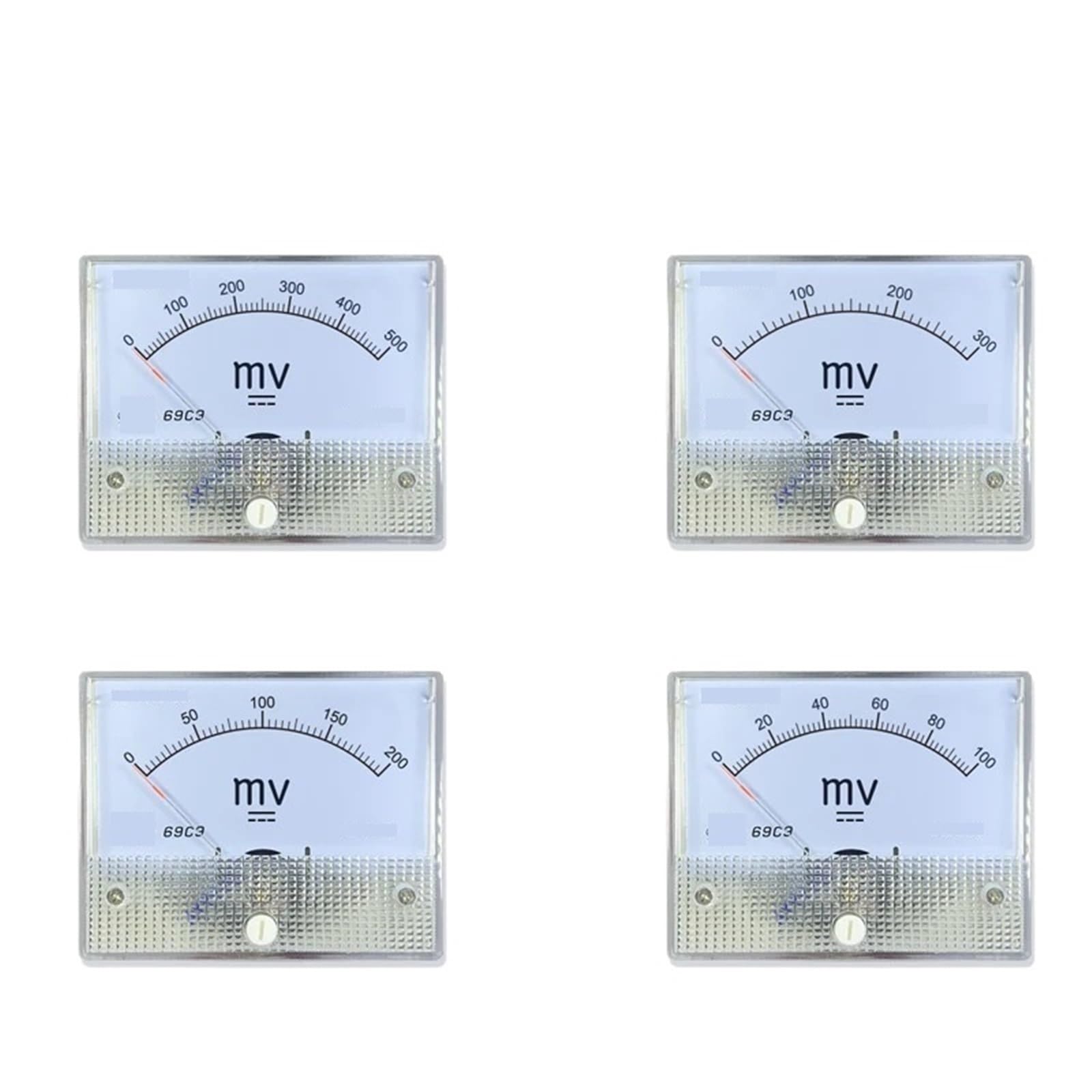 Comprobador de Voltaje Voltímetro analógico de Panel, milivoltímetro de CC 69C9, voltímetro analógico de 80 x 64 mm, voltajes múltiples de CC de 40 mV a 500 mV(DC 500mV)