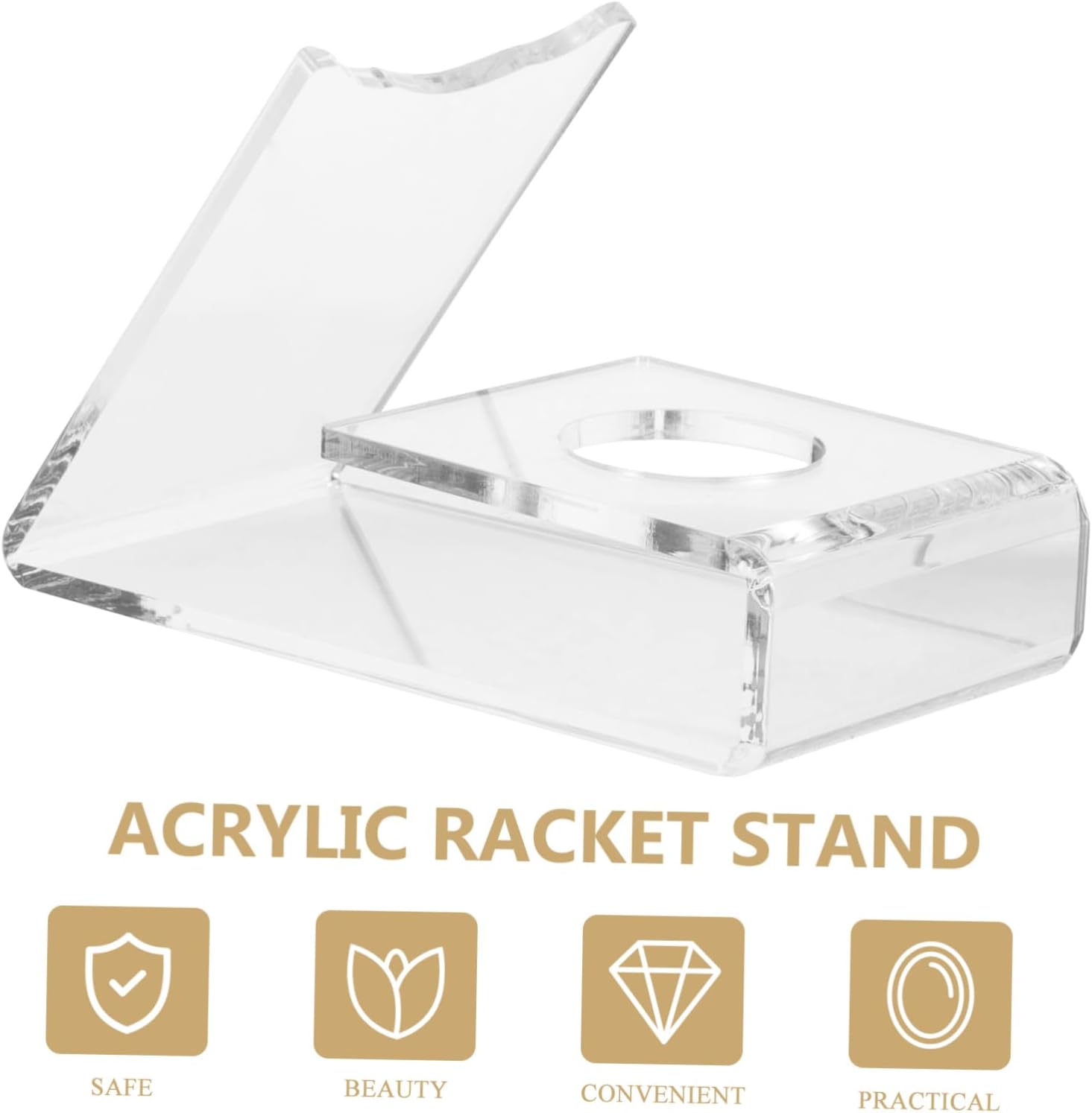 Mikikit 5pcs Table Tennis Holder Stand Clear Display Rack for Racket Storage and Stable Design for Desktop Use for Souvenir Paddles