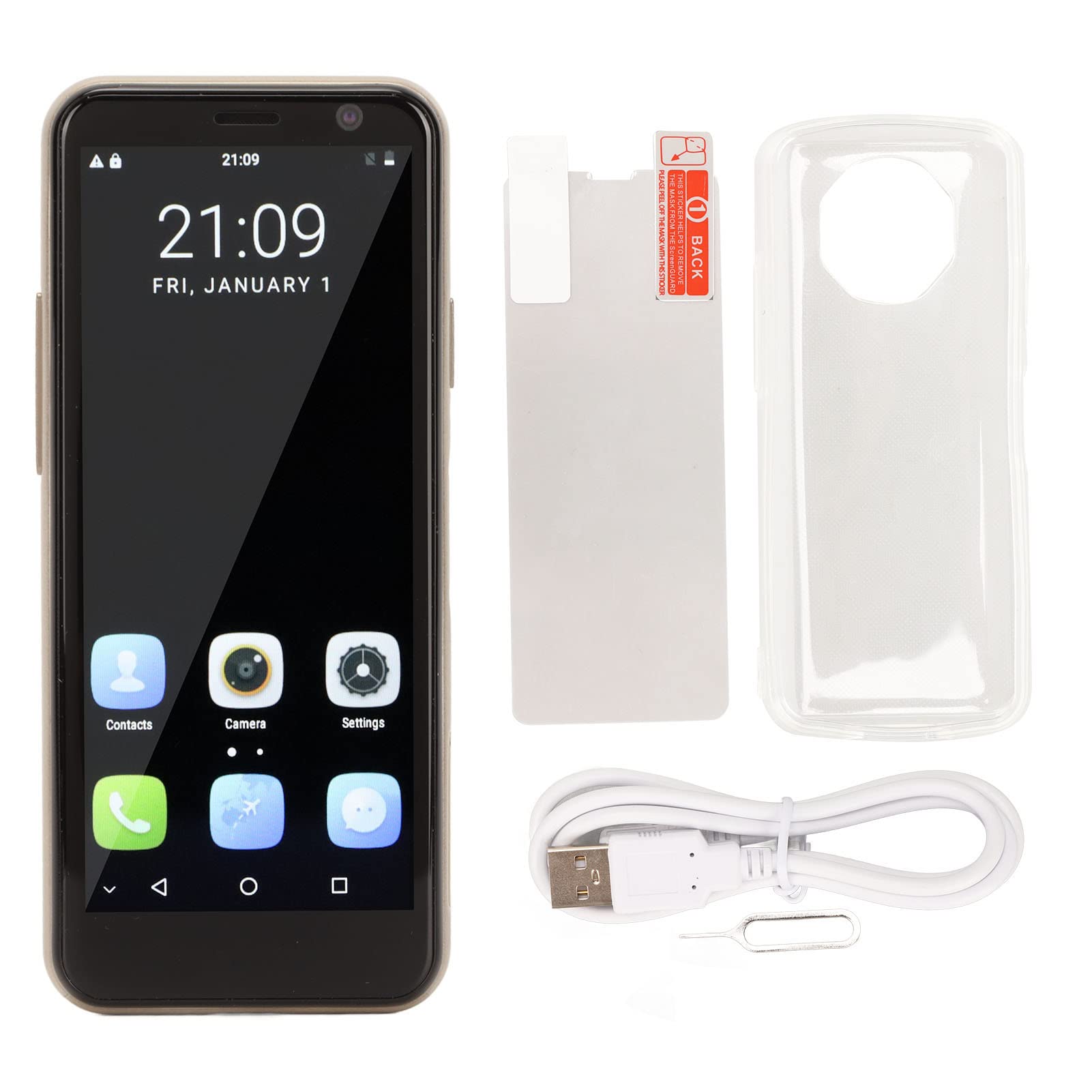 4G mini smartphone (ontgrendeld), ideale keuze voor kinderen en studenten, 3 ,9 inch high definition kleine back-up telefoon, dubbele SIM stand-by, gezichts ID (32GB beige