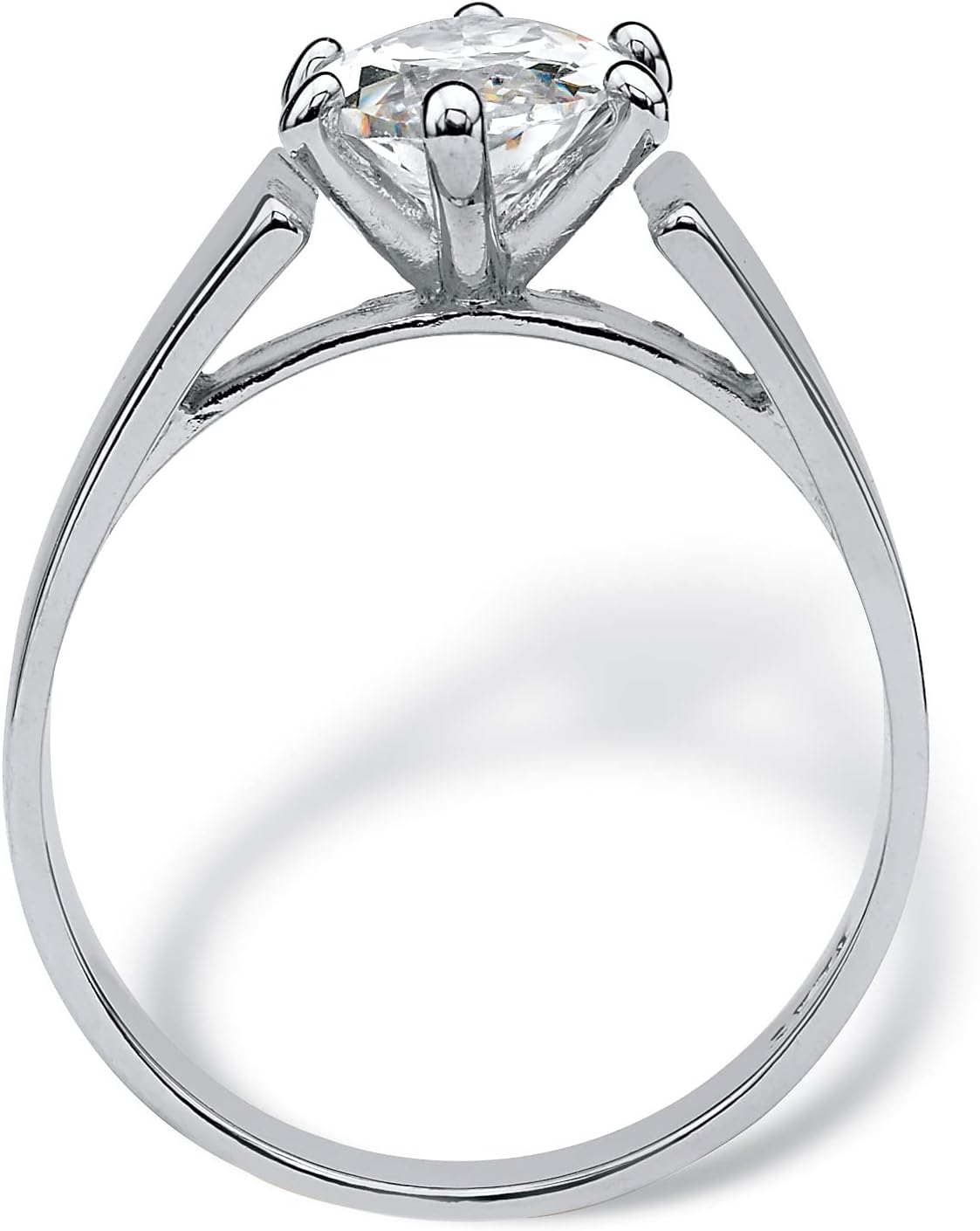 PalmBeach Sterling Silver Marquise Shaped Cubic Zirconia Wide Band Solitaire Engagement Ring Sizes 5-12 - Image 2