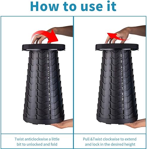 Miniatura 70 de Boreeman - Taburete plegable mejorado, ligero pero resistente, con capacidad de carga de 400 libras, taburete portátil y retráctil para campamento