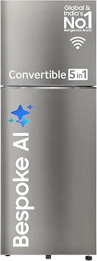 Samsung 419 L, 3 Star, Convertible 5-in-1, Digital Inverter, Frost Free Double Door, WiFi Enabled Bespoke AI Refrigerator (RT45DG6A4DSLHL, Ez Clean…