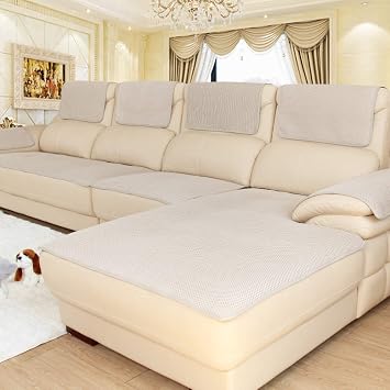 OOCCO Leather Sofa Non Slip Sofa Cover, Multi Size Sectional Sofa Cover, Sofa Armrest Covers, Sofa Protector Sold by Piece-Beige 50x50cm/20x20inch