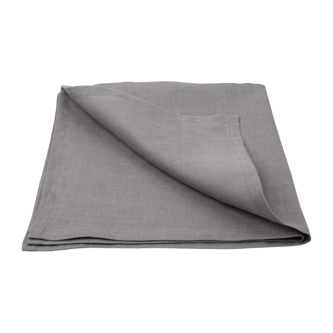 Serviettes en lin Olympia lot de 12 gris 400x400 mm anti-tache