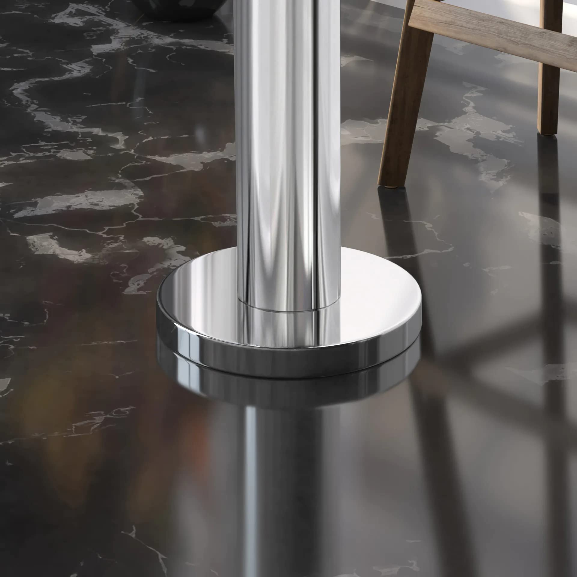 Milan | Esstischgestell | Schwarz | Fuß: Ø 18 cm | Säule: 7,6 x 72 cm | Bodenmontage | Bodenplatte: Ø18cm | Rohr: Ø7,6cm | Gesamthöhe: 72cm | max: Ø80cm Tischplatte