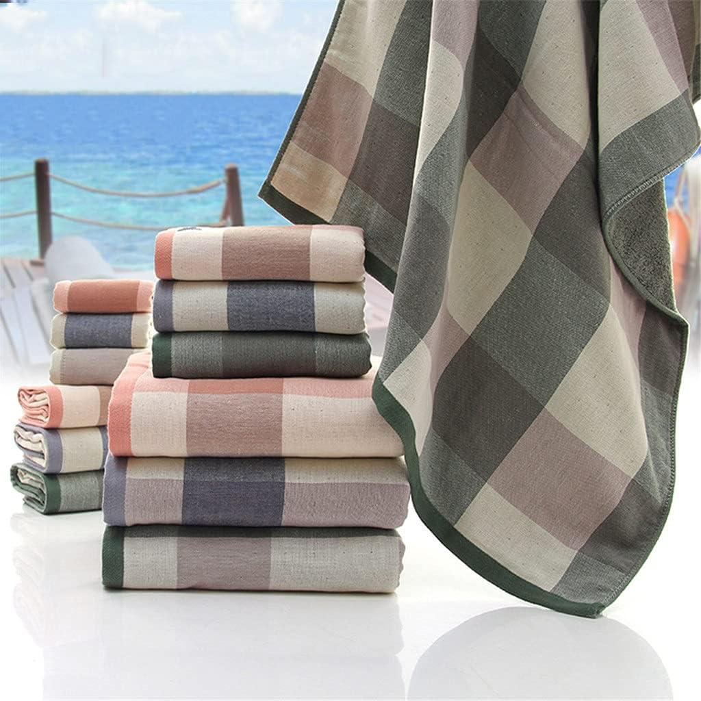Cotton Fashion Towel Soft Hand Washing Plaid Cotton Gauze Towel Gift Face Towel(E)