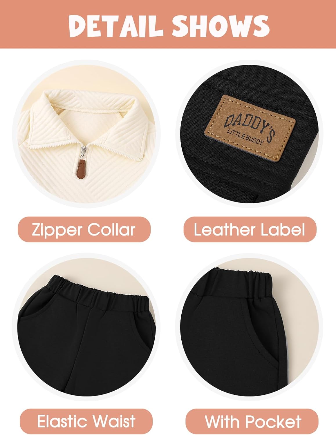 ESHOO Toddler Baby Boy Fall Winter Clothes 2 Piece Outfits Sweatsuit Boys Long Sleeve Zipper Sweatshirt and Pants Set 18M-6T - Image 7