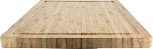 Miniatura 4 de Tabla de cortar de bambú para cocina con ranura para jugos, tabla gruesa de madera para cortar verduras, frutas, carne, quesos y más (clásica)