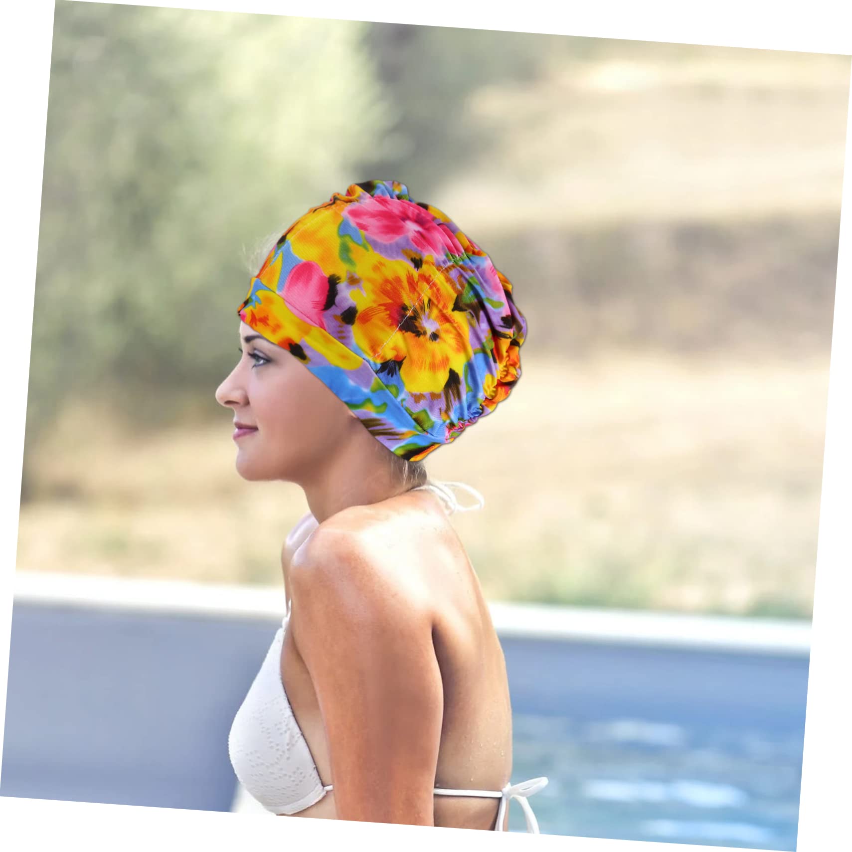 Kisangel Gorro De Baño Estampado Baños Largo Gorra De Toalla De Baño Natación para Adultos Gorro De Natación para Impermeable Tapa Gafas De Natación Algodón