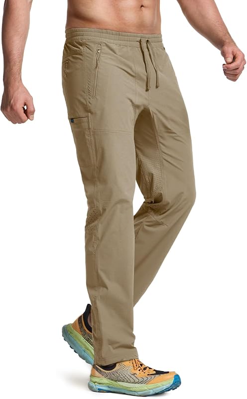 Pantalones de senderismo ligeros con ventilación para hombre, resistentes al agua y transpirables, pantalones deportivos al aire libre con cintura elástica