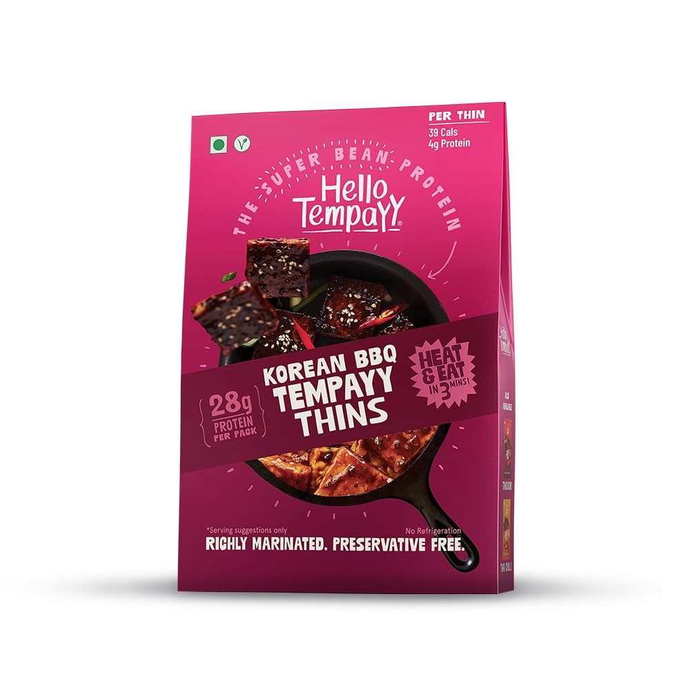 Korean BBQ Tempeh ThinsHello Tempayy Pack of 3 Protein Rich Heat