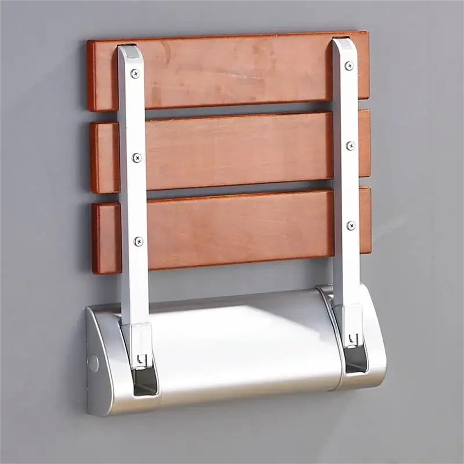 Asiento Plegable de Madera Maciza for baño, Taburete Pared la Ducha, barandilla Antideslizante sin barreras, Silla Acero Inoxidable para Personas Mayores