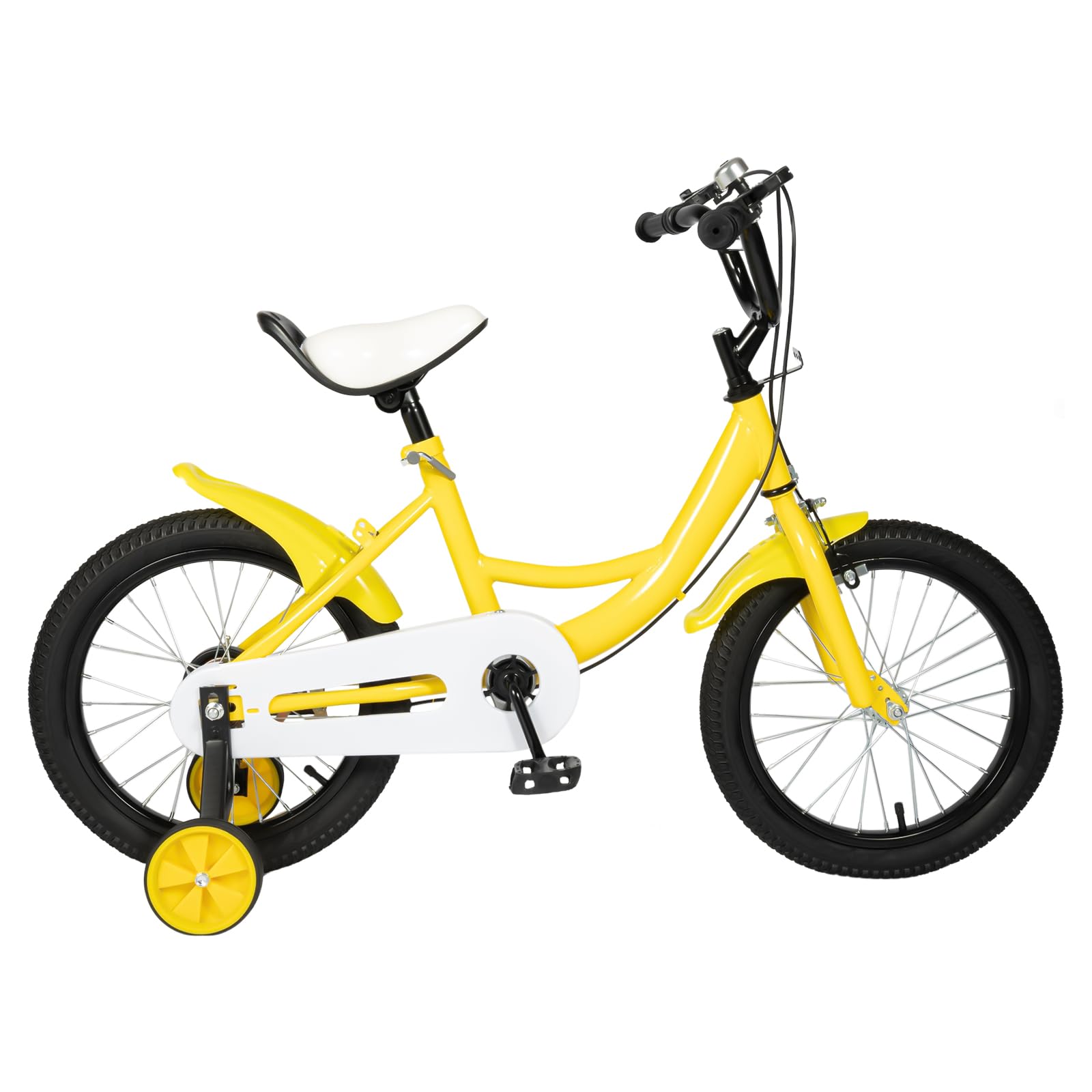Vélo enfant 16 pouces roues stabilisatrices garçons filles 4-8 ans guidon selle réglables cadre acier carbone double freinage