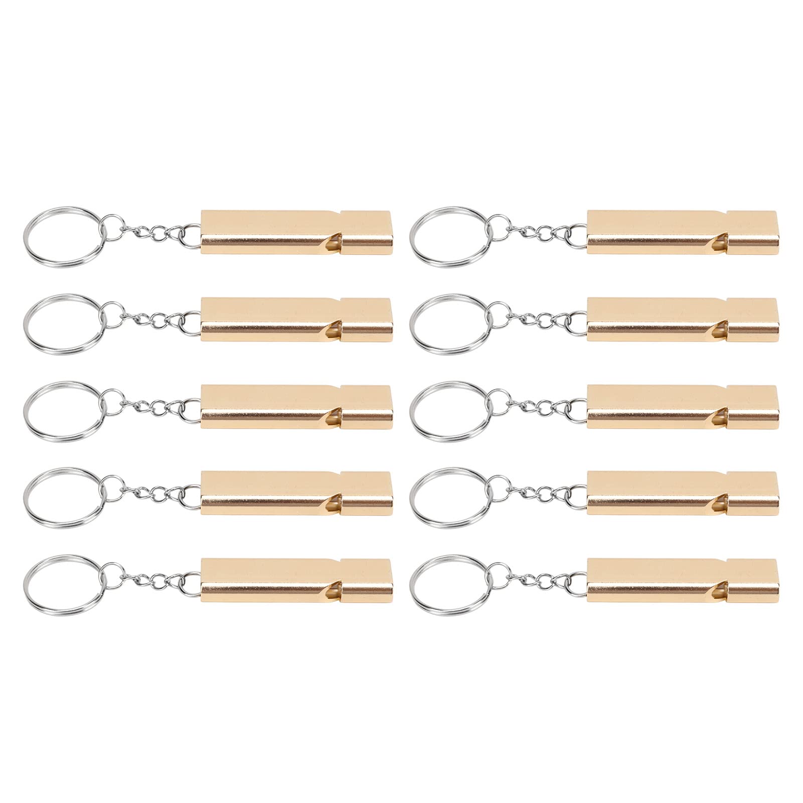 Lot De 10 Sifflets De Survie Double Tube En Alliage Aluminium - Porte-clés Inclus - Pour Randonnée, Camping, Urgences