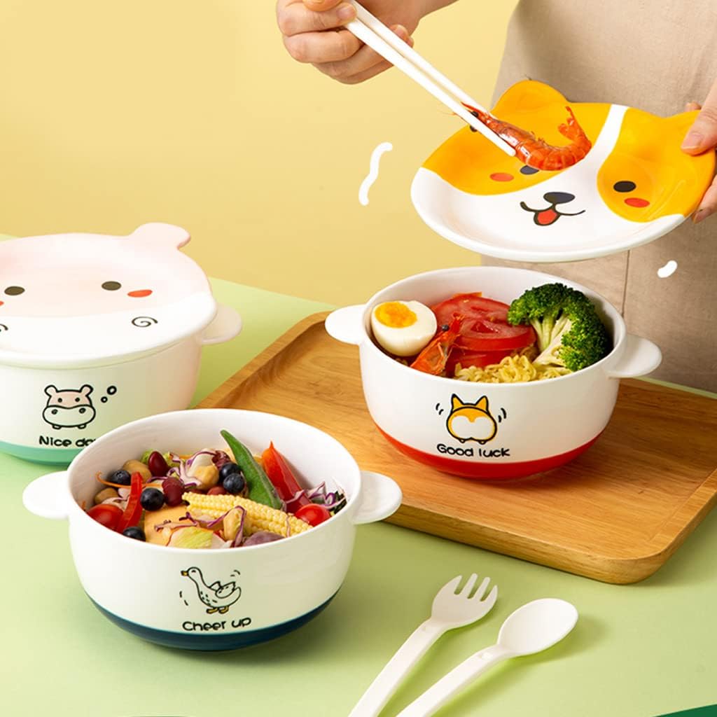 かわいらしい陶器丼学生丼ふた付きラーメン丼家庭用丼レストランサラダ丼友達へのプレゼント