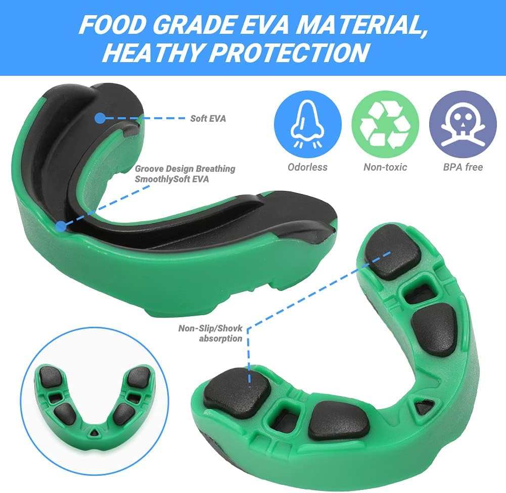 Number-one 3 Pack Soft Mouth Guard, Professional Sports Mouthguard for Boxing, Jujitsu, MMA, Football, Basketball, Hockey, Karate, Rugby Teeth Armor to Protect Braces for Adult & Youth : Sports & Outdoors