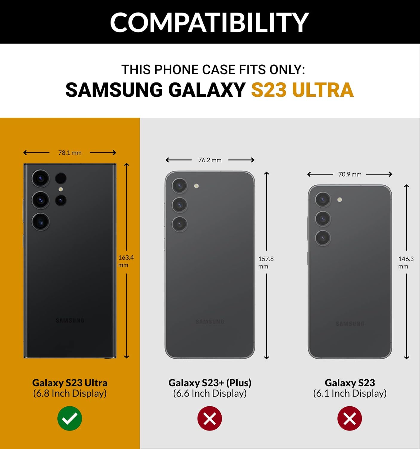 SURAZO Samsung Galaxy S23 Ultra Cell Phone Flip Case Samsung Galaxy S23 Ultra Dakota Black