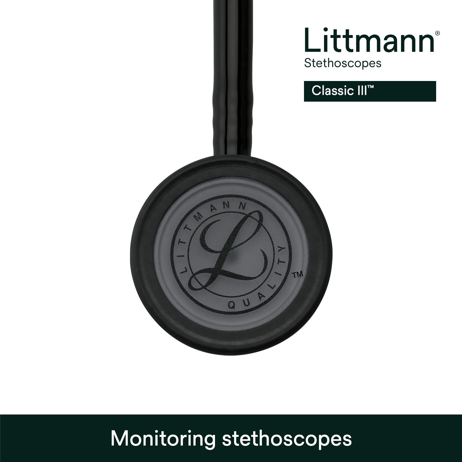 3M Littmann Stéthoscope de surveillance Classic III Black Edition, tubulure noire, 69 cm, 5803