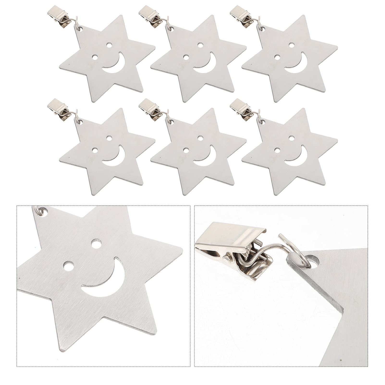 Tende da esterno 6 pezzi Pesi for tovaglie con clip da tavolo in metallo Morsetti for copritavolo a forma di stella in acciaio inossidabile Morsetti for feste in giardino all'aperto Tovaglie for tavol