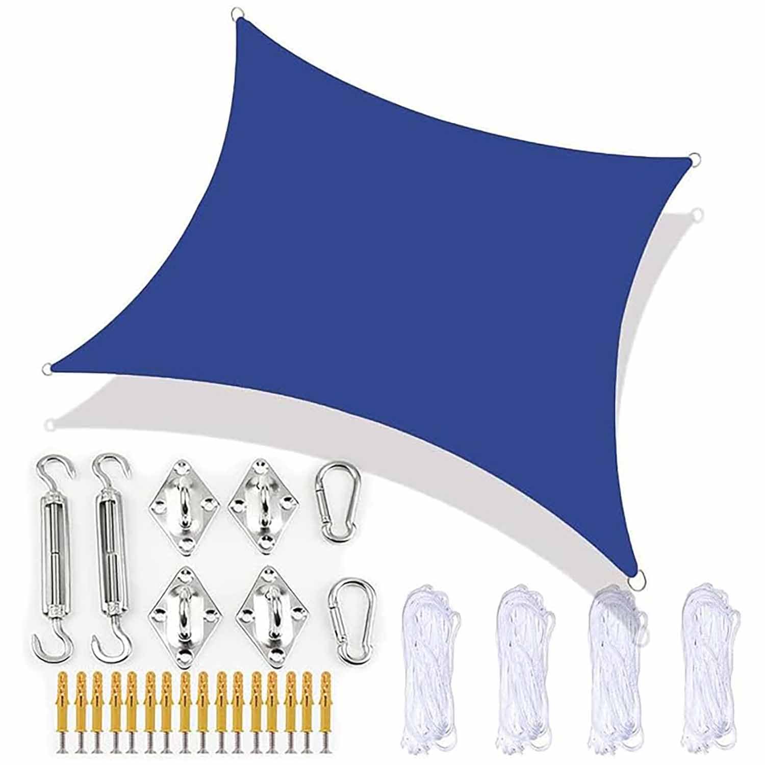 Ffsaacol Shade Sail Hardware Kit, Sun Sail Shades Rectangle Waterproof, UV Block Outdoor Sunshade, for Outdoor Patio Lawn Garden Backyard Carport 2, 16x16ft/5x5m