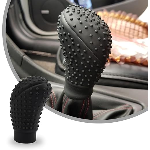 SARTE Car Gear Knob Protector Silicone Gear Shifter Cover for Anti-Scratch Car Gear Knob Cover and Dust Proof Nonslip Gear Cover for Car Universal Fit Silicon Car Gear Knob Stylish- Hockey (Black)