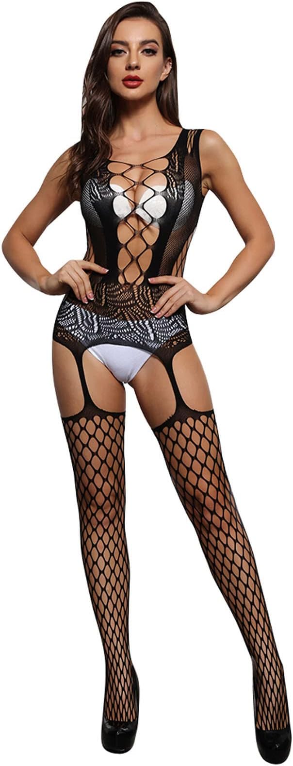 10TOP VIVIVIV Women Sexy Nightgown Chemise Plus Size Women Teddy Lingerie One Piece Lace Bodysuit Deep V Neck Babydoll Nightwear Underwear Set with Adjustable Straps