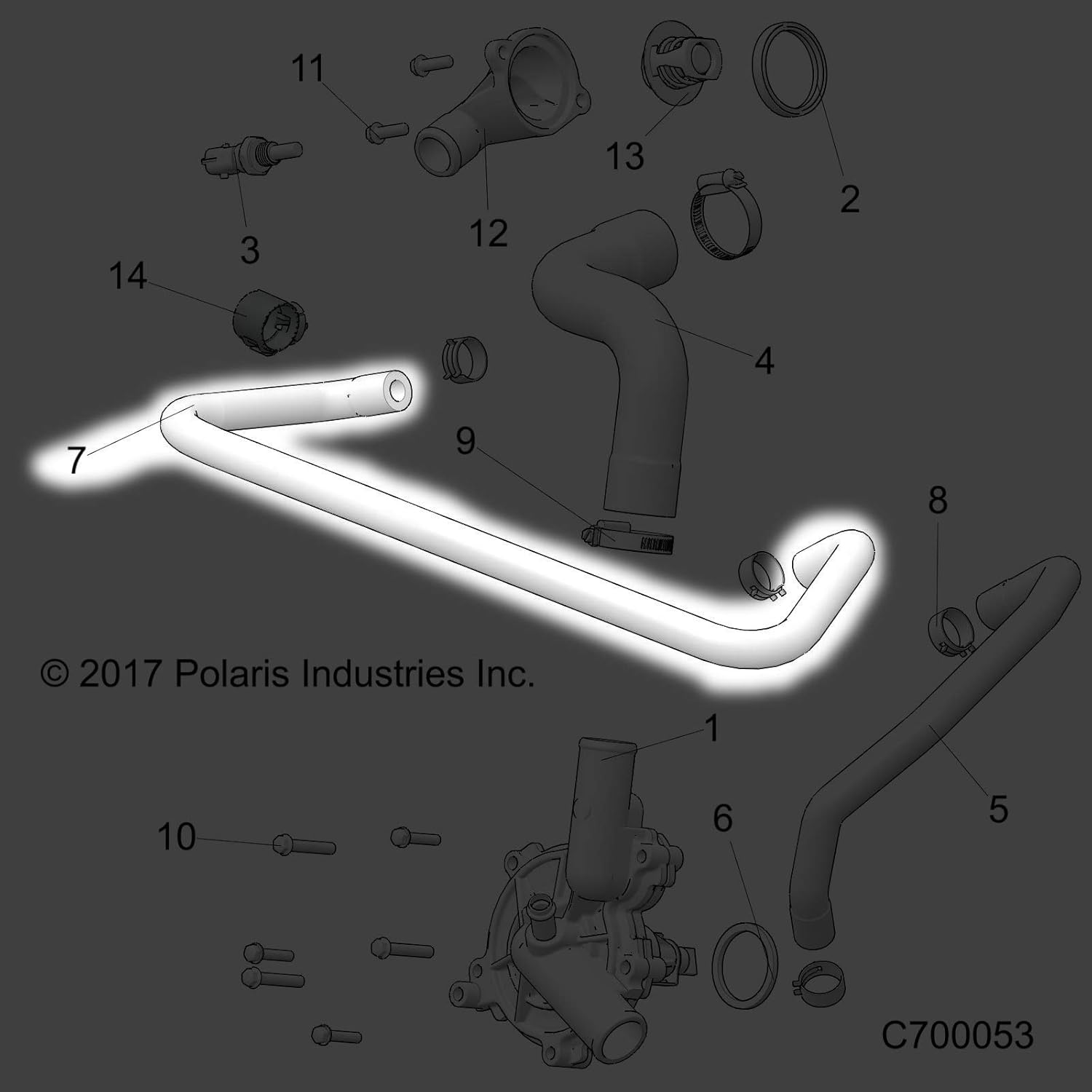 Polaris RZR Oil Cooler Outlet Hose, Genuine OEM Part