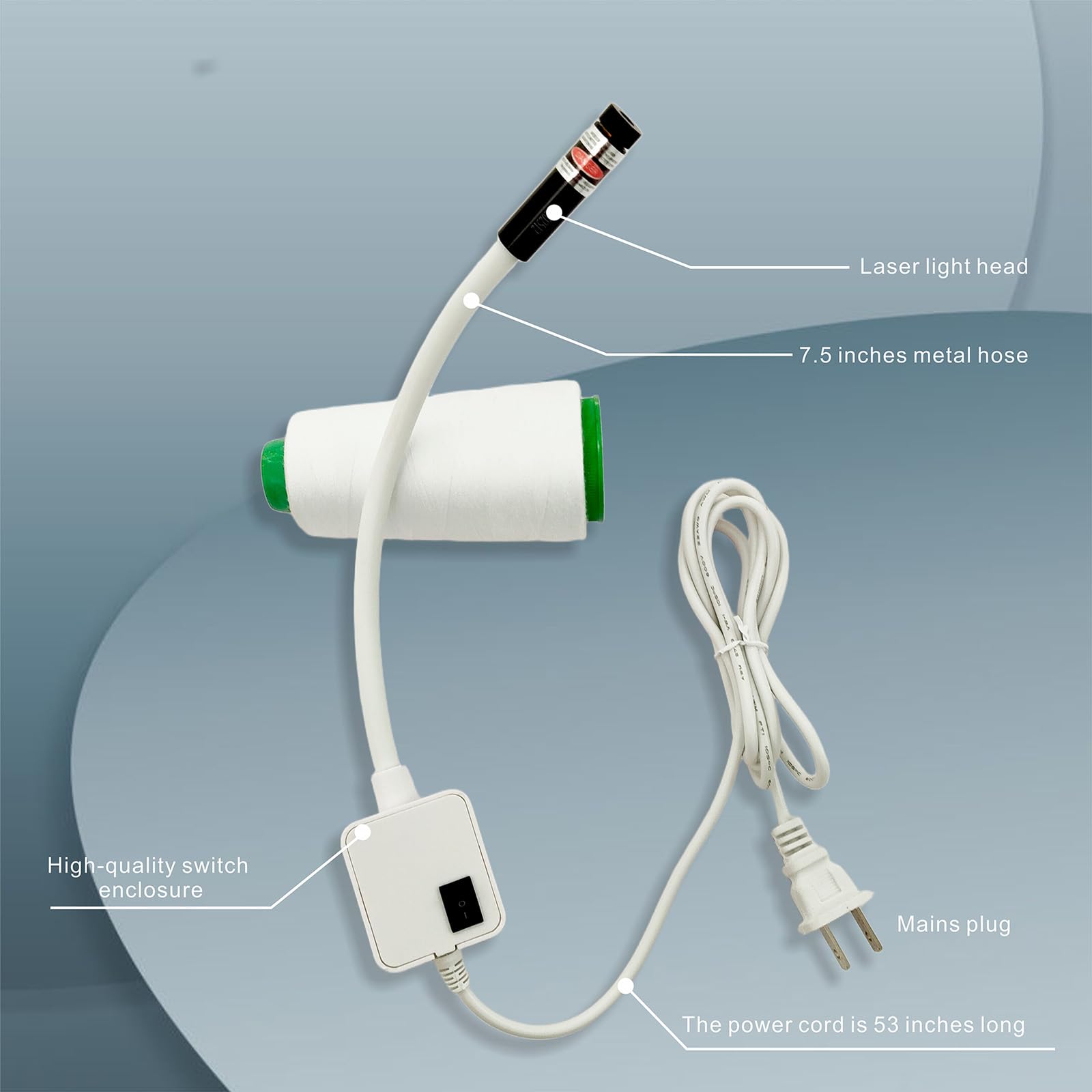 Luce magnetica per macchina da cucire, guida laser rossa per cuciture dritte, strumento di cucitura di precisione a mani libere con collo d'oca flessibile, alimentazione plug-in per una luminosità