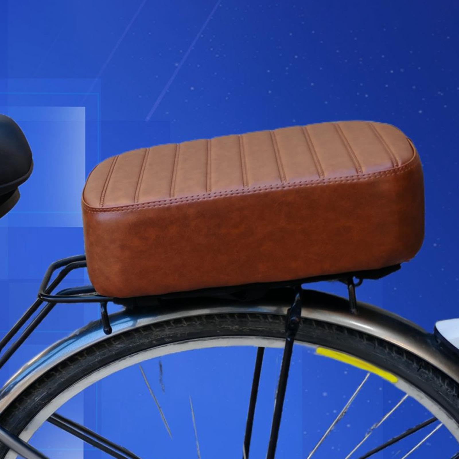 Coussin de Selle Arrière de Vélo Manned avec Rembourrage en Mousse épaisse, en Cuir PU, Conception Robuste à Trois Sangles, Remplacement de Selle Univ