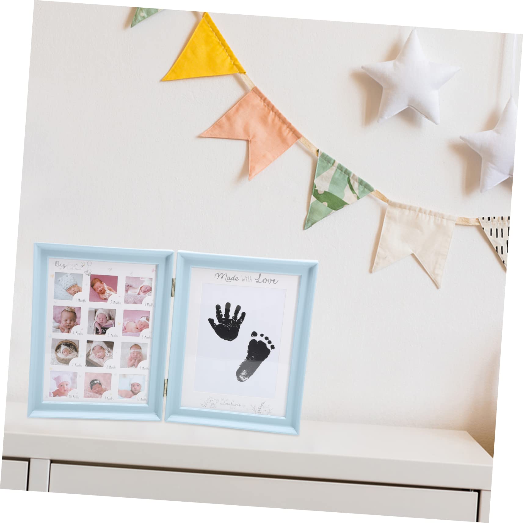 Yardwe 2 Piezas Marco de Fotos para Recien Nacido con Soporte para de Manos y Pies Duradero para Aniversario de Primer Año Cuadro para Recuerdos de Crecimiento Infantil