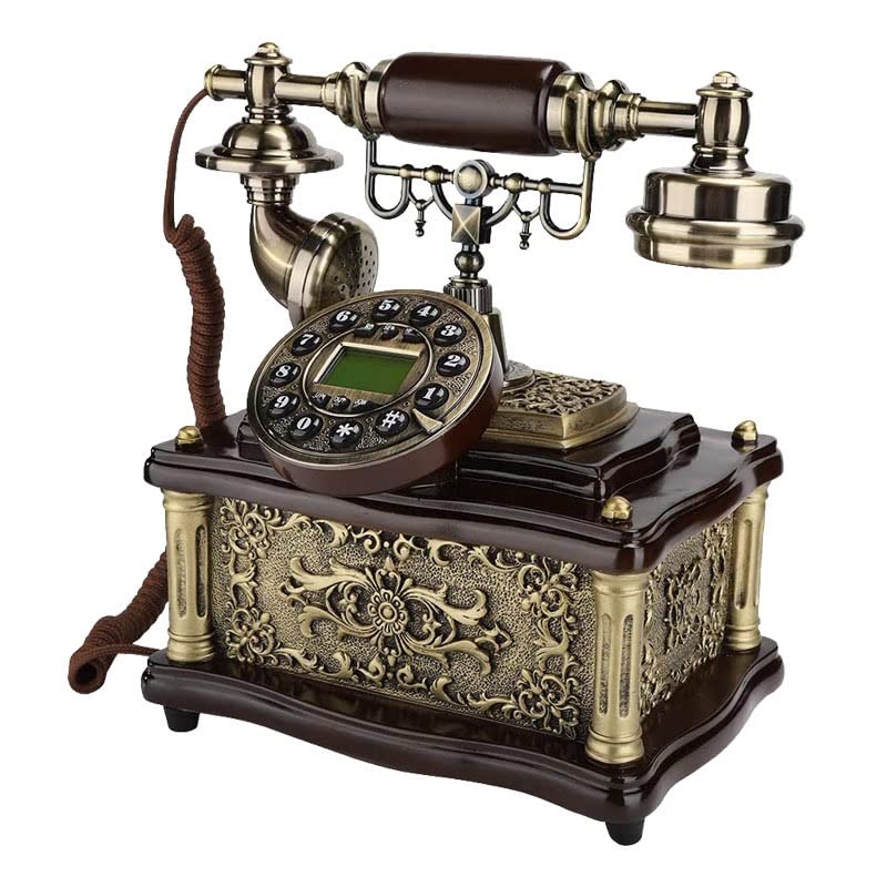 Téléphone rétro en bois de style européen vintage pour bureau et décoration hôtel fixe