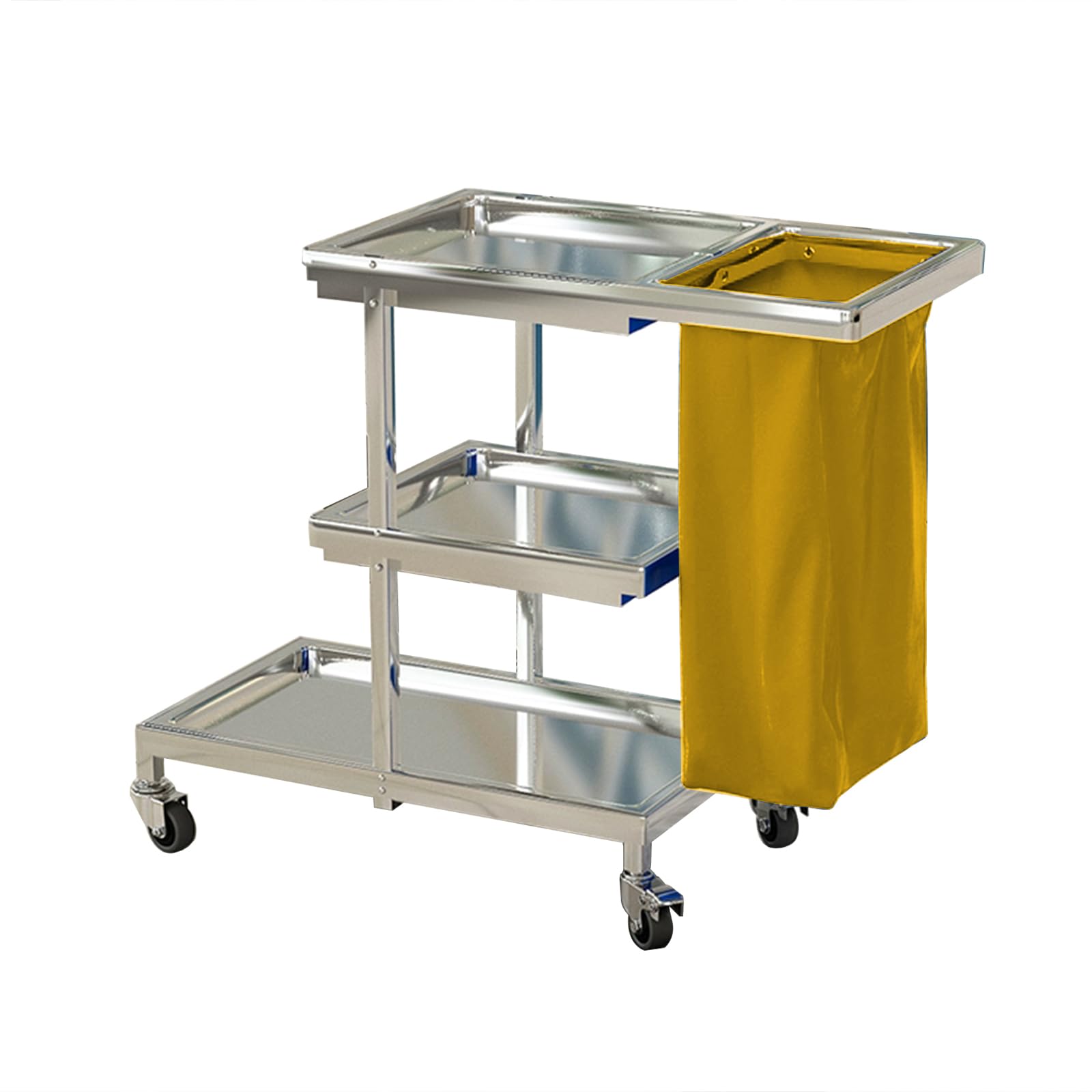 Carro de Limpieza Profesional, 3 niveles, Carrito de limpieza comercial de alta resistencia, carrito de servicio multifunción(35cm/13.7in,Orange)