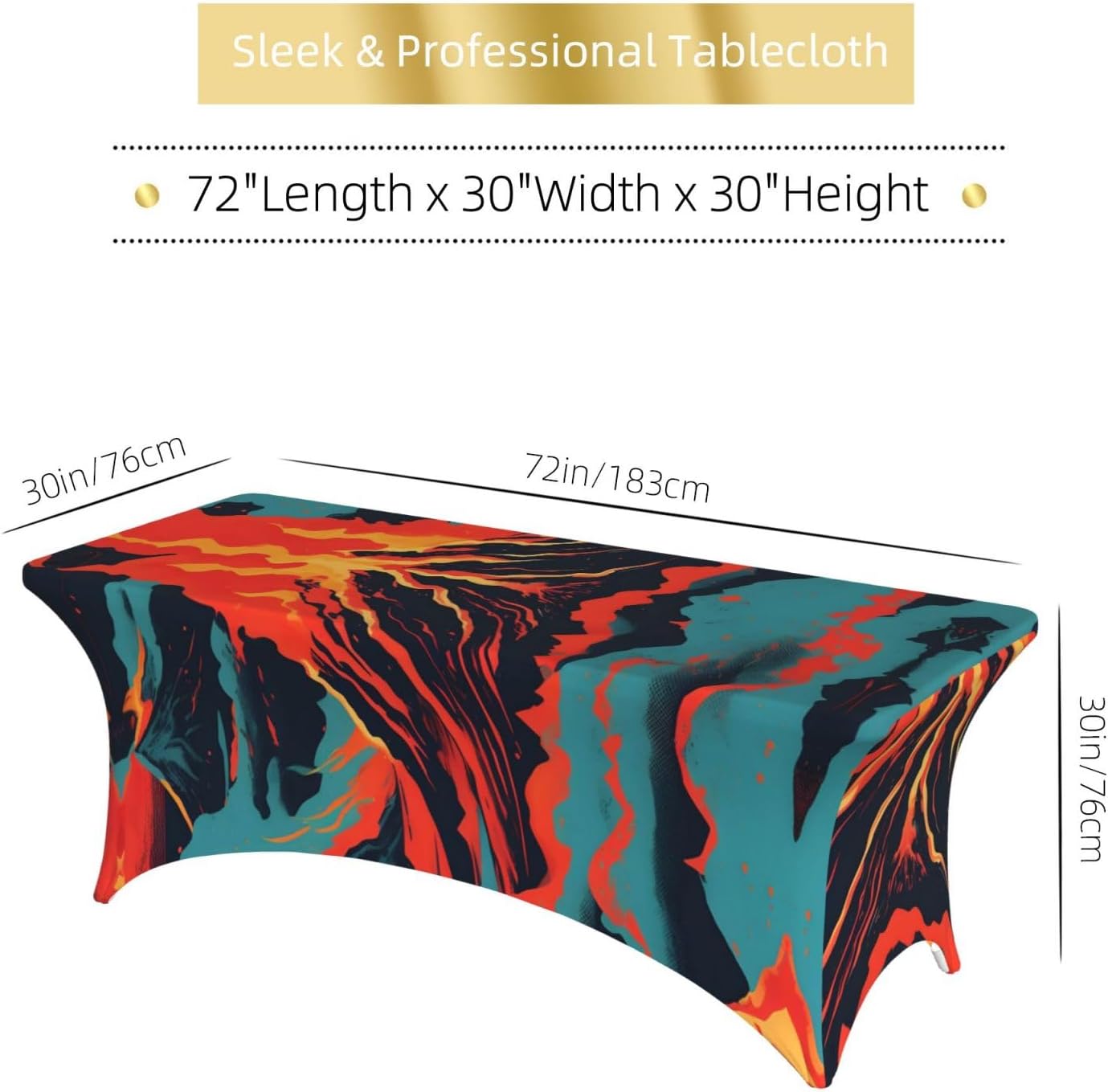 Volcano Print Table Cover Rectangular Tablecloth for 6-Foot Tables for Wedding Banquets Outdoor