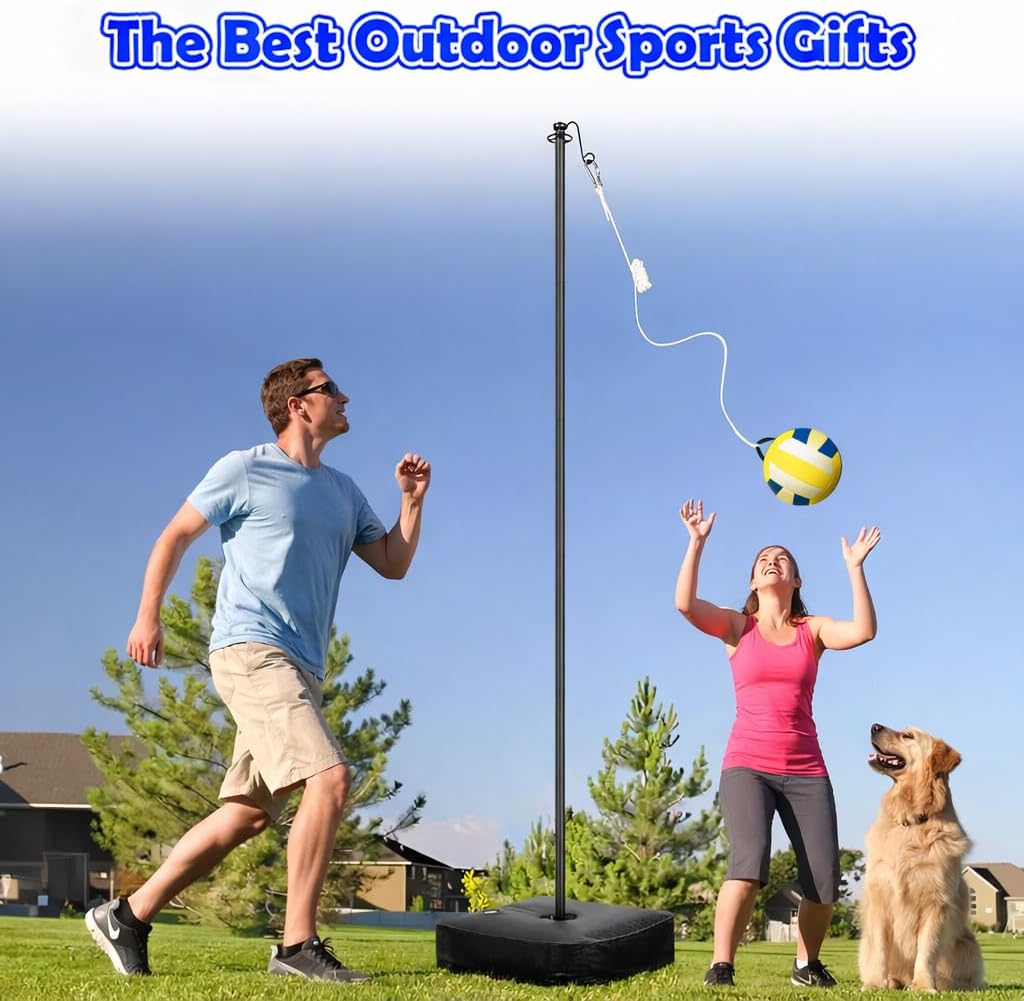 Tetherball Ball and Rope, Tether Balls and Rope Set with Pole, Tetherball Set for Playground, Backyard, Outdoor Games for Adults and Family