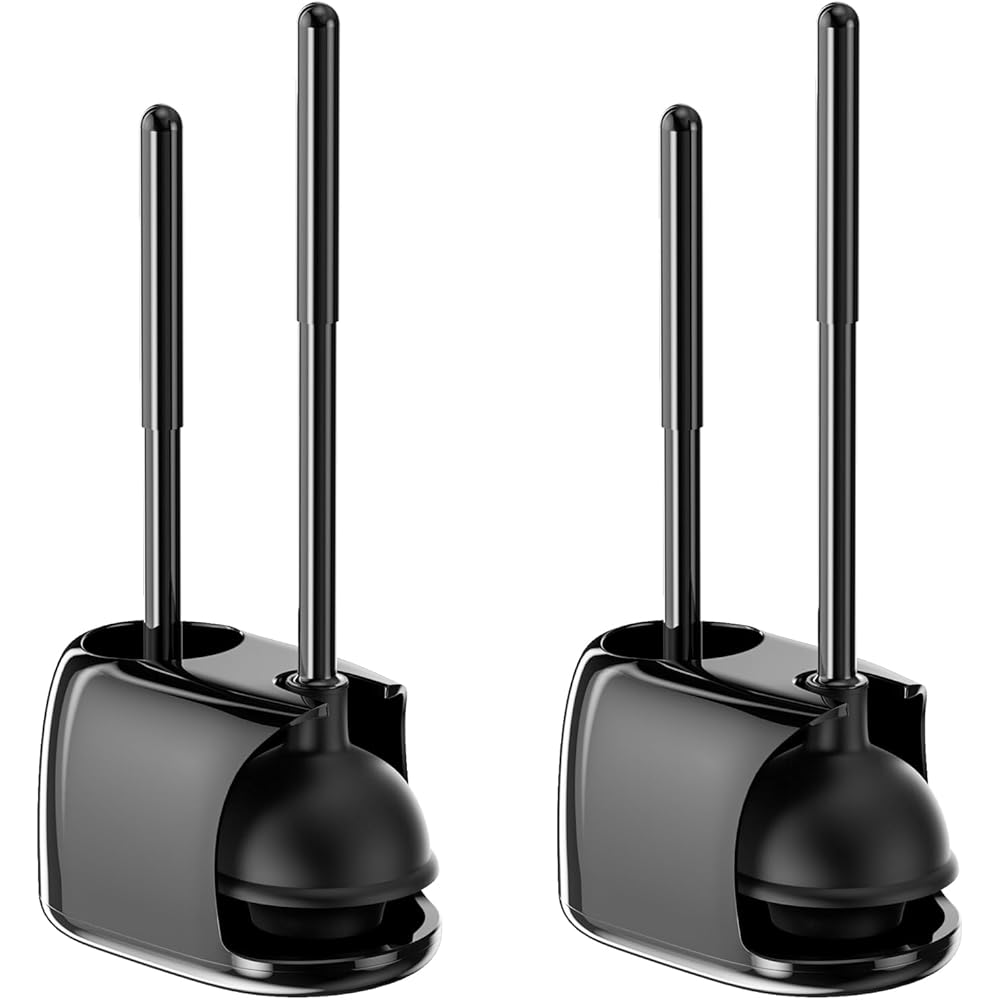 8/mo Finance Toilet Brush and Plunger Set, 2 in 1 Toilet Bowl Brush Plunger Set with Hidden