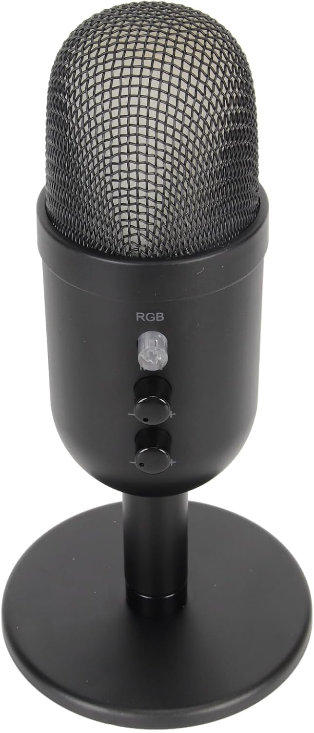 USB Condenser Microphone with Noise Canceling, RGB Light and Reverb Processing, Plug and Play Computer Mic for, OS X, YouTube, Twitch
