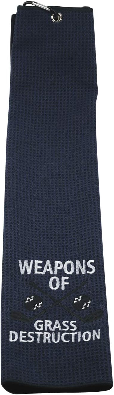 review Golf Towel Embroidered Golf Towel Gift Weapons of Grass Destruction Golf Towel with Clip (Grass Destruction)