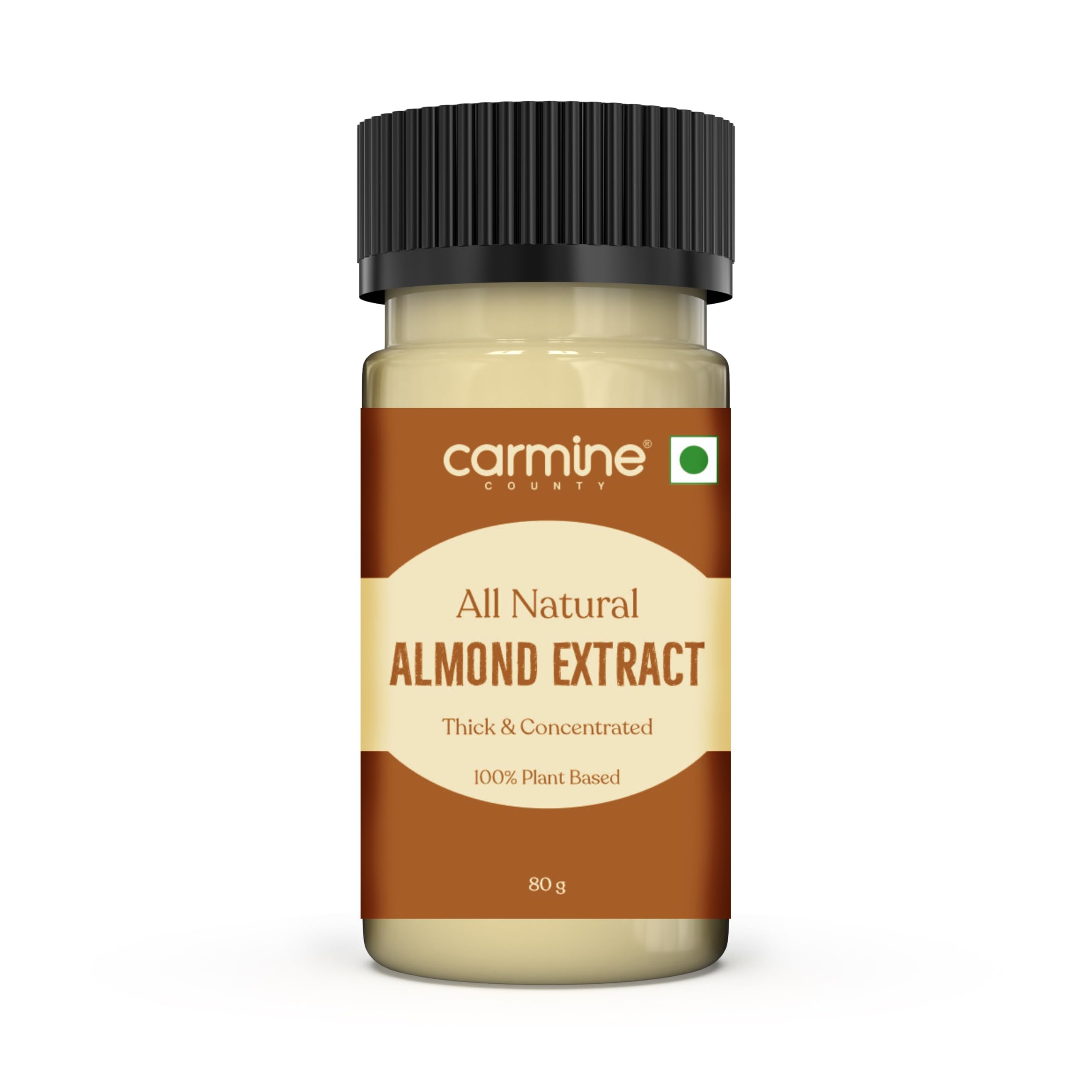 Carmine County All Natural Pure Almond Extract | 80 G | Thick | Natural Almond Flavoring | Strong Concentrated Flavour | Chemical-Free | Alcohol-Free | for Gourmet Baking & Desserts